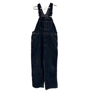 Vintage Roebucks Carpenter Bib Overalls Mens 40x29 Blue Jean Dark Denim